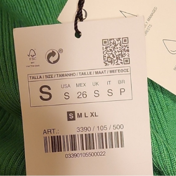 Zara Green Ribbed Knit mini Dress - Picture 2 of 6